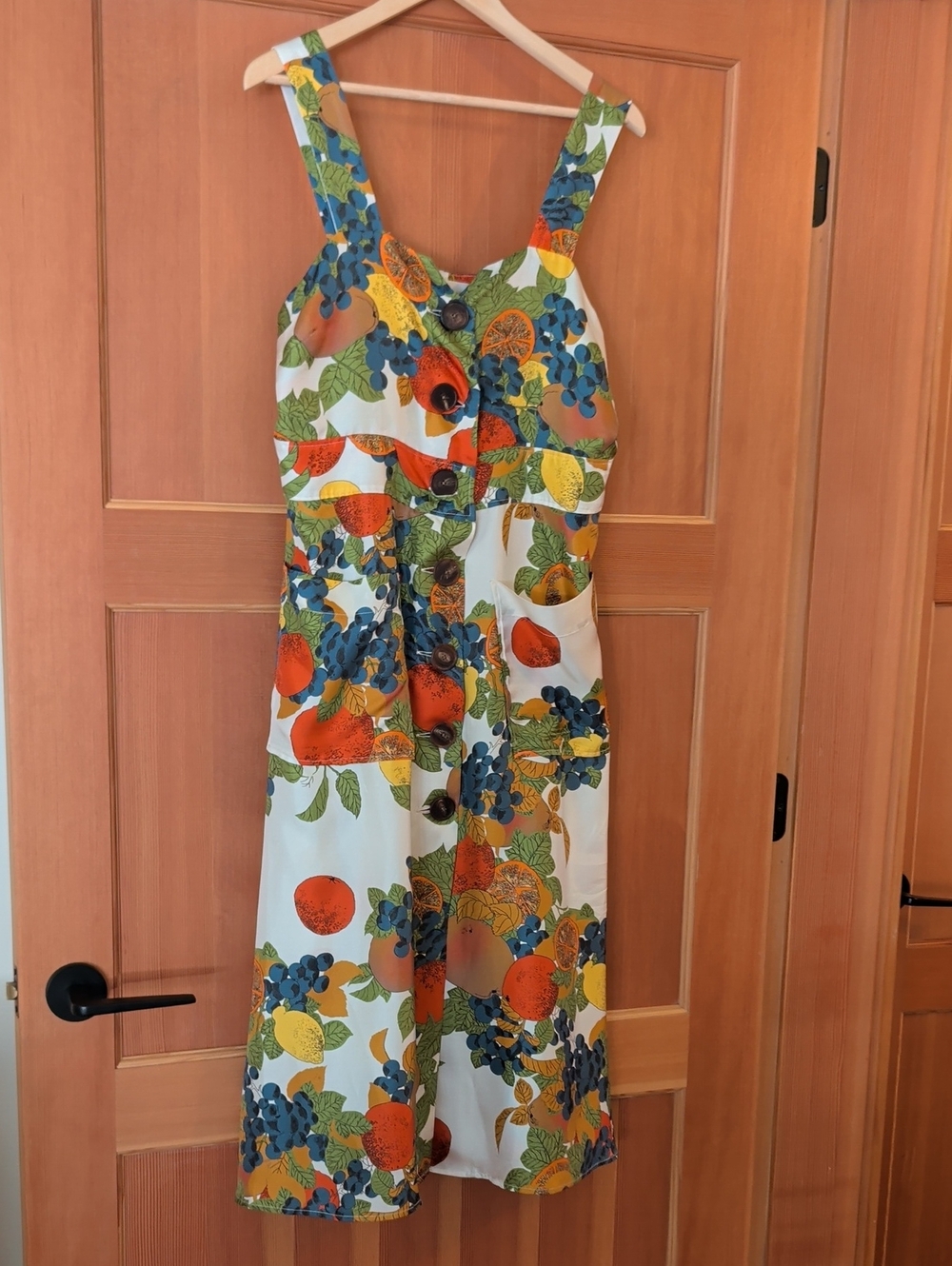 La Prestic Ouiston Paris Silk Sleeveless Fruit-Print Sundress Size 3